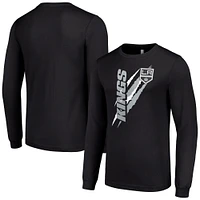 Men's Starter Black Los Angeles Kings Color Scratch Long-Sleeve T-Shirt