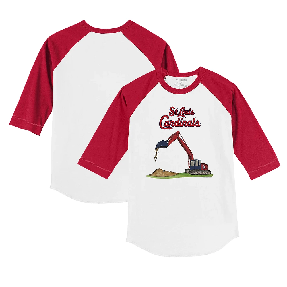 Youth Tiny Turnip White/Red St. Louis Cardinals Excavator 3/4-Sleeve Raglan T-Shirt