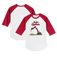 Youth Tiny Turnip White/Red St. Louis Cardinals Excavator 3/4-Sleeve Raglan T-Shirt