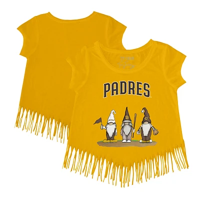 Girls Youth Tiny Turnip Gold San Diego Padres Gnomes Fringe T-Shirt