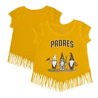 Girls Youth Tiny Turnip Gold San Diego Padres Gnomes Fringe T-Shirt