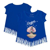 Girls Youth Tiny Turnip Royal Los Angeles Dodgers Mermaid Fringe T-Shirt