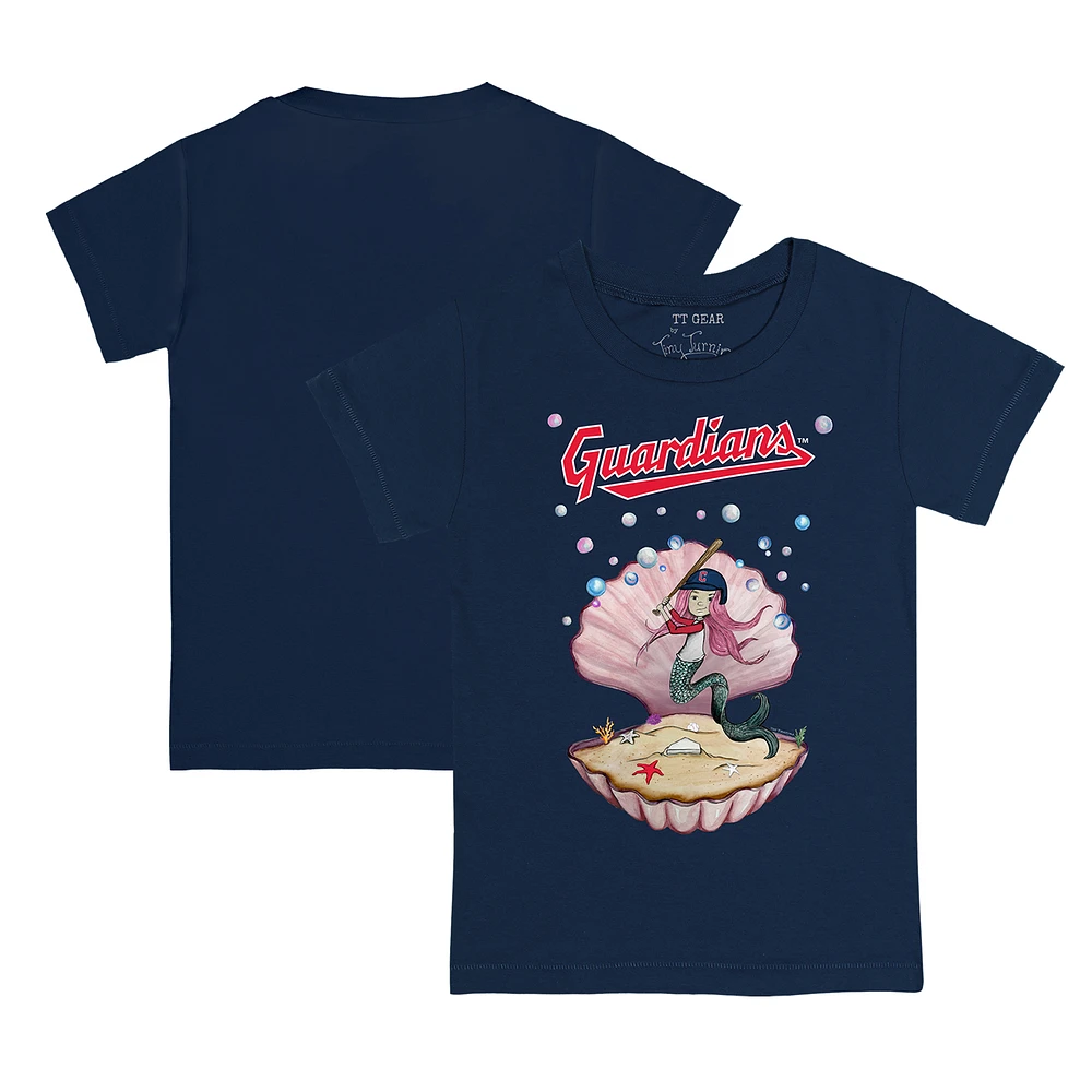 Youth Tiny Turnip Navy Cleveland Guardians Mermaid T-Shirt