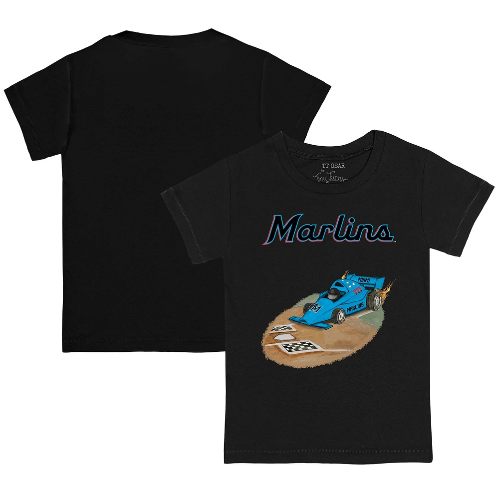 Youth Tiny Turnip Black Miami Marlins Race Car T-Shirt