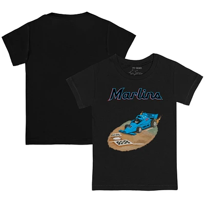 Youth Tiny Turnip Black Miami Marlins Race Car T-Shirt