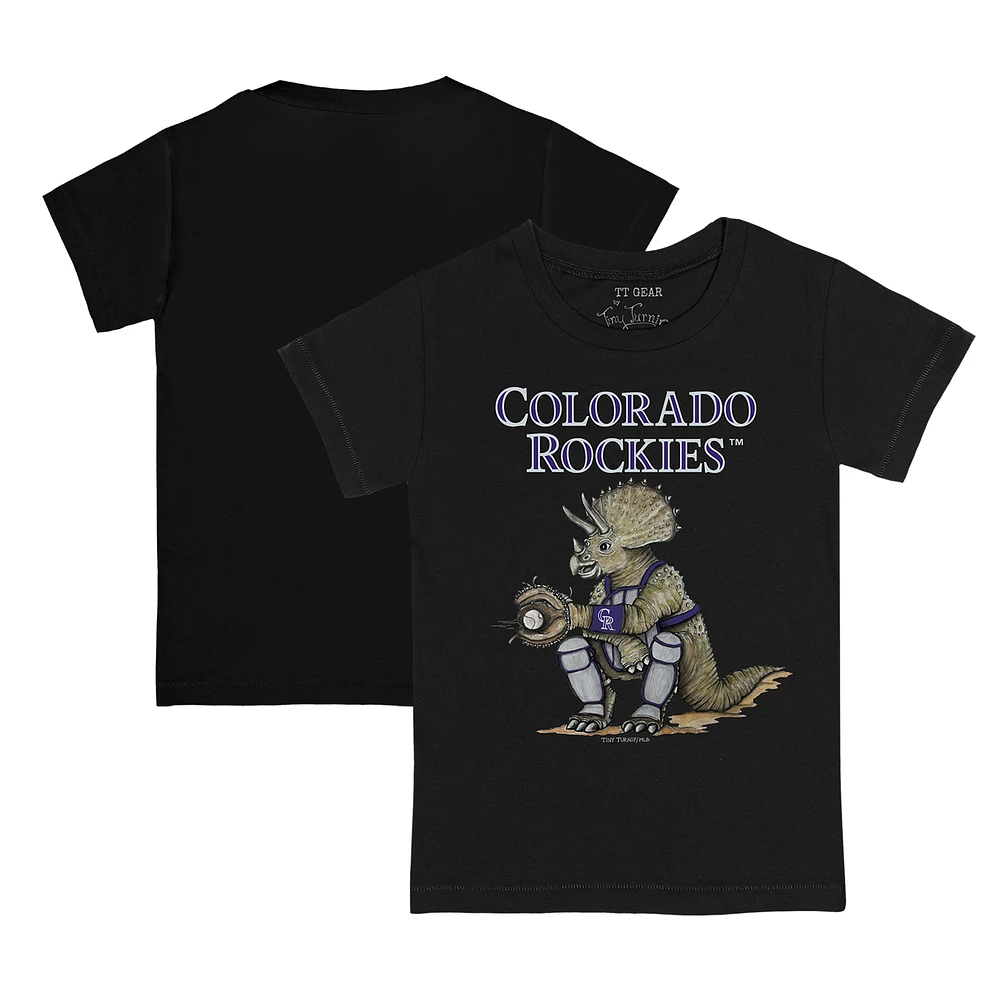 Youth Tiny Turnip Black Colorado Rockies Triceratops T-Shirt