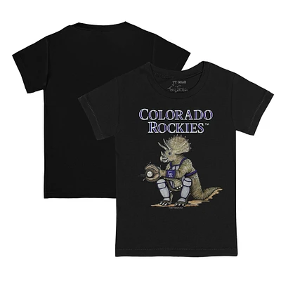 Youth Tiny Turnip Black Colorado Rockies Triceratops T-Shirt