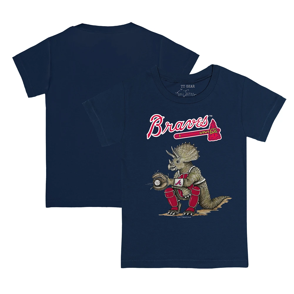 Youth Tiny Turnip Navy Atlanta Braves Triceratops T-Shirt