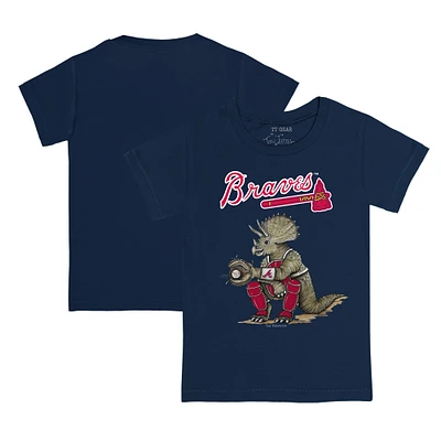 Youth Tiny Turnip Navy Atlanta Braves Triceratops T-Shirt