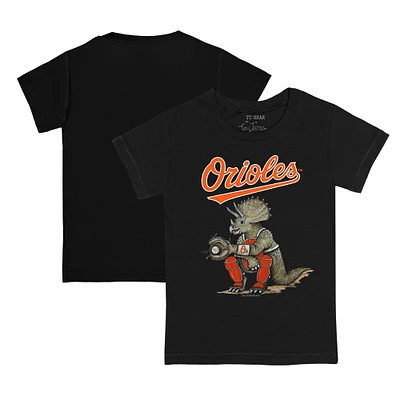 Youth Tiny Turnip Black Baltimore Orioles Triceratops T-Shirt