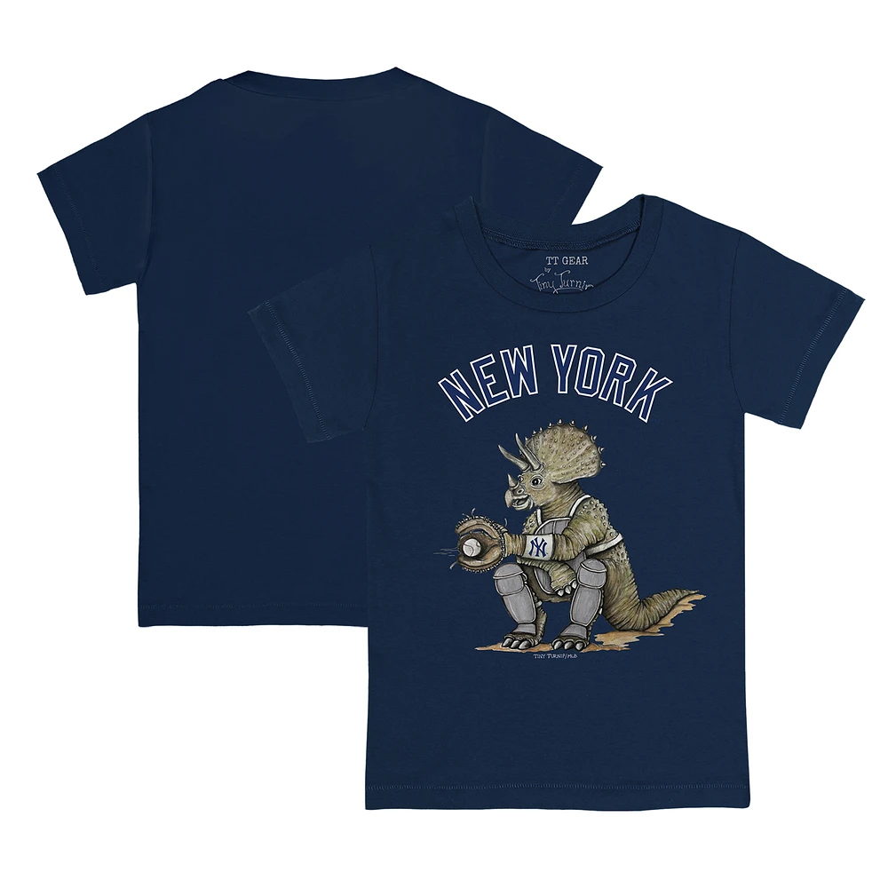 Youth Tiny Turnip Navy New York Yankees Triceratops T-Shirt