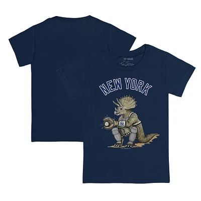 Youth Tiny Turnip Navy New York Yankees Triceratops T-Shirt