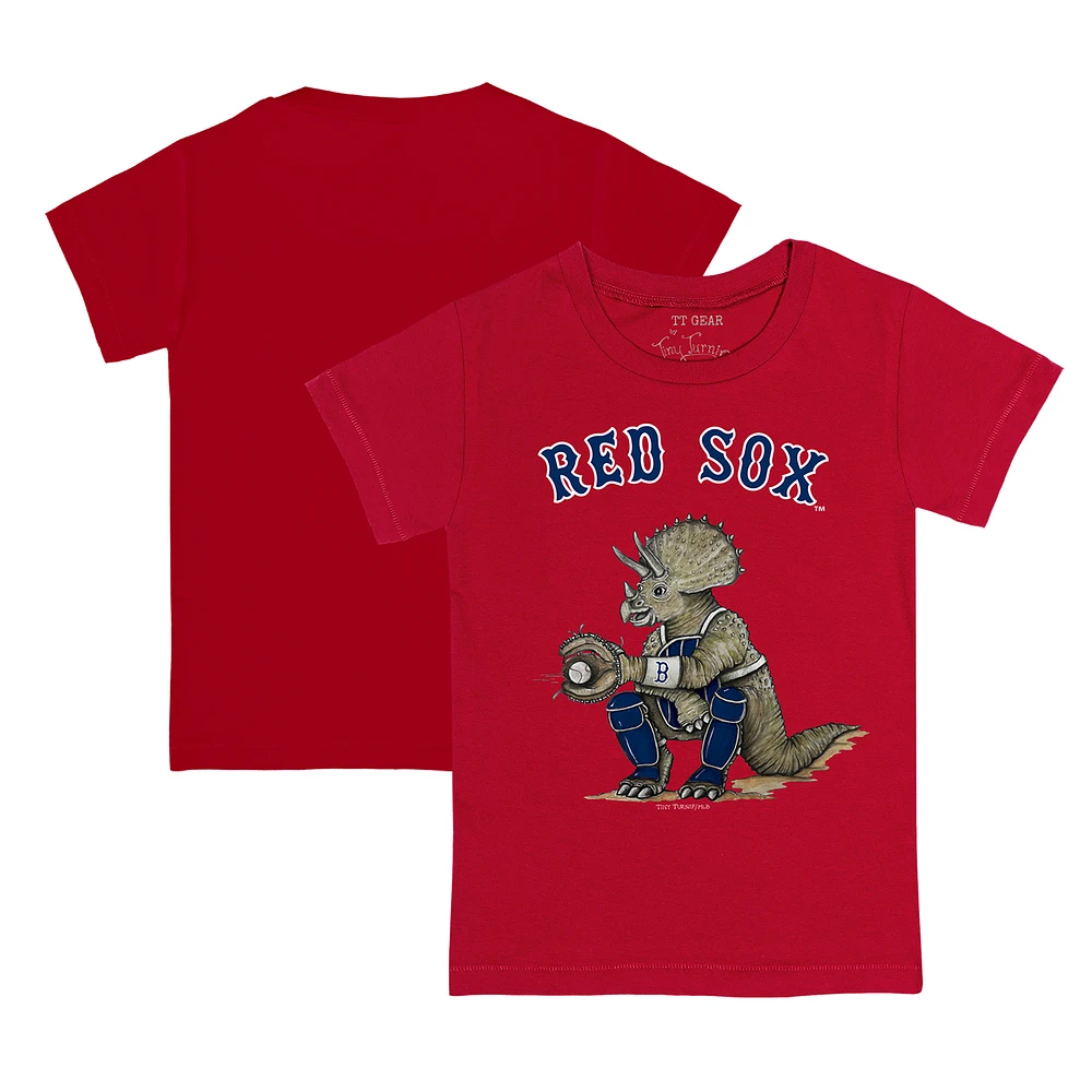 Youth Tiny Turnip Red Boston Sox Triceratops T-Shirt