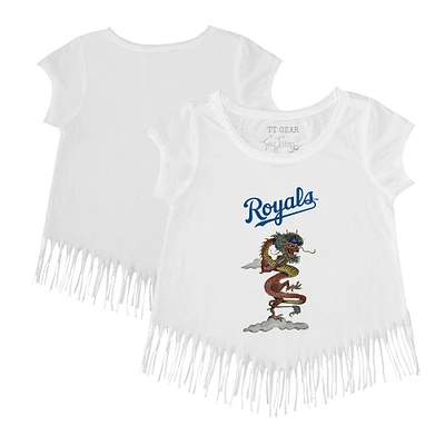 Girls Youth Tiny Turnip White Kansas City Royals 2024 Year of the Dragon Fringe T-Shirt