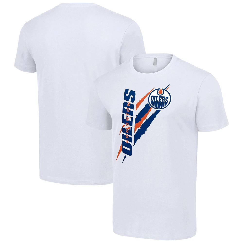Men's Starter White Edmonton Oilers Color Scratch T-Shirt
