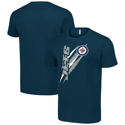 Men's Starter  Navy Winnipeg Jets Color Scratch T-Shirt