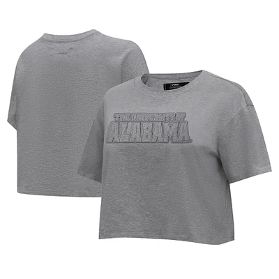 Women's Pro Standard Heather Charcoal Alabama Crimson Tide Tonal Neutral Boxy Cropped T-Shirt