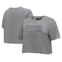 Women's Pro Standard Heather Charcoal Alabama Crimson Tide Tonal Neutral Boxy Cropped T-Shirt