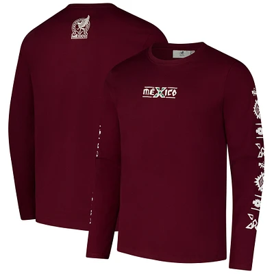 Men's Burgundy Mexico National Team Heritage Heavy Relaxed Fit Long Sleeve T-Shirt