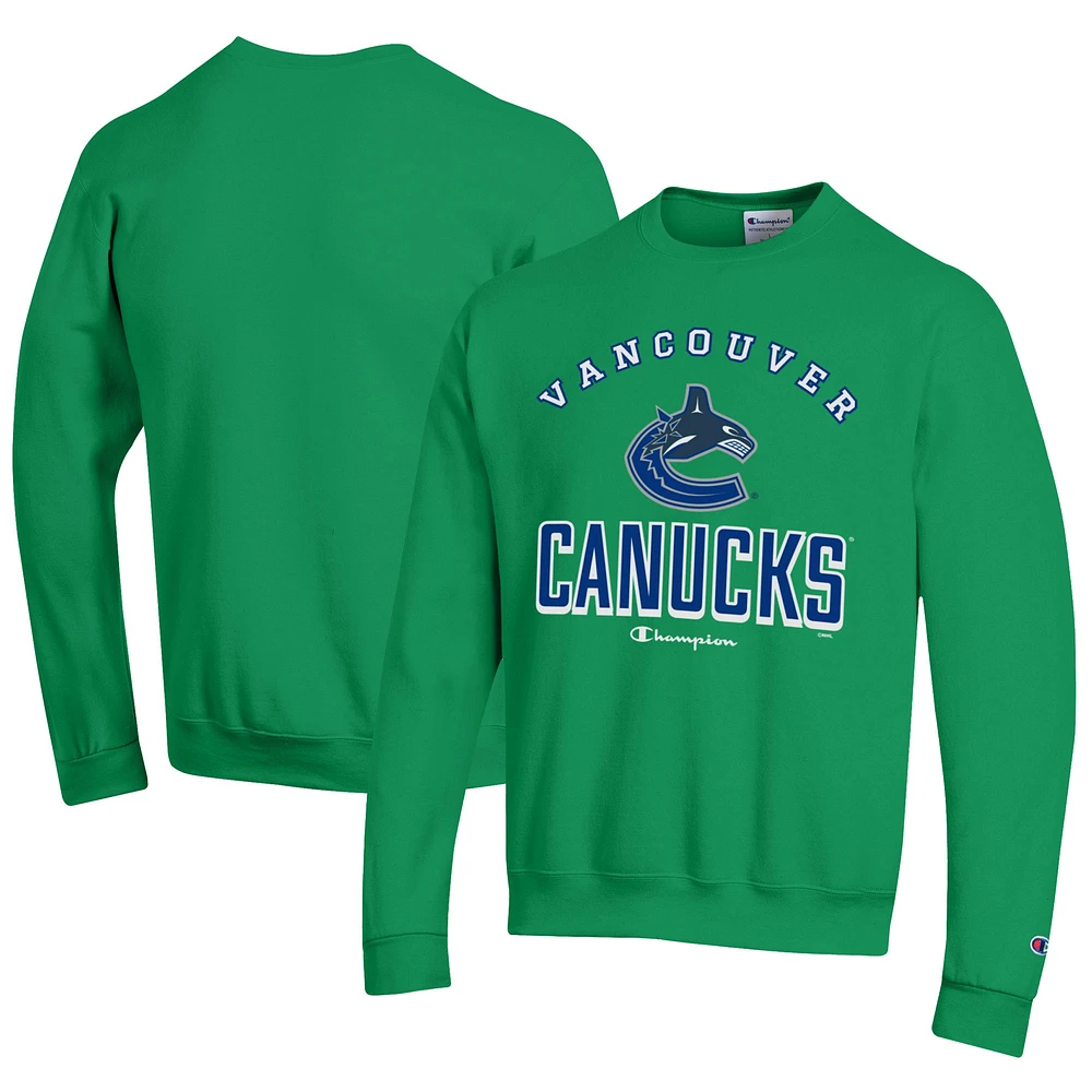 Men's Champion Green Vancouver Canucks Eco Powerblend Crewneck Sweatshirt