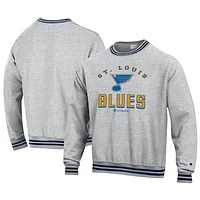 Men's Champion Heather Gray St. Louis Blues Reverse Weave Yarn Dye Pullover Sweatshirt