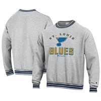 Men's Champion Heather Gray St. Louis Blues Reverse Weave Yarn Dye Pullover Sweatshirt