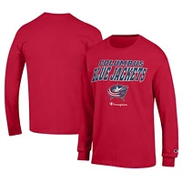 Men's Champion Red Columbus Blue Jackets Long-Sleeve Jersey T-Shirt