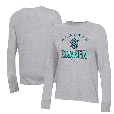 Women's Champion Heather Gray Seattle Kraken Core Long Sleeve T-Shirt
