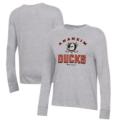 Women's Champion Heather Gray Anaheim Ducks Core Long Sleeve T-Shirt