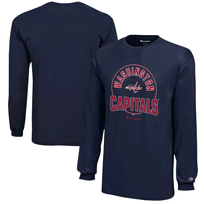 Youth Champion  Navy Washington Capitals Long-Sleeve Jersey T-Shirt