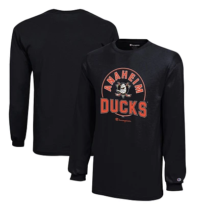 Youth Champion  Black Anaheim Ducks Long-Sleeve Jersey T-Shirt
