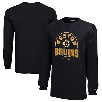 Youth Champion  Black Boston Bruins Long-Sleeve Jersey T-Shirt