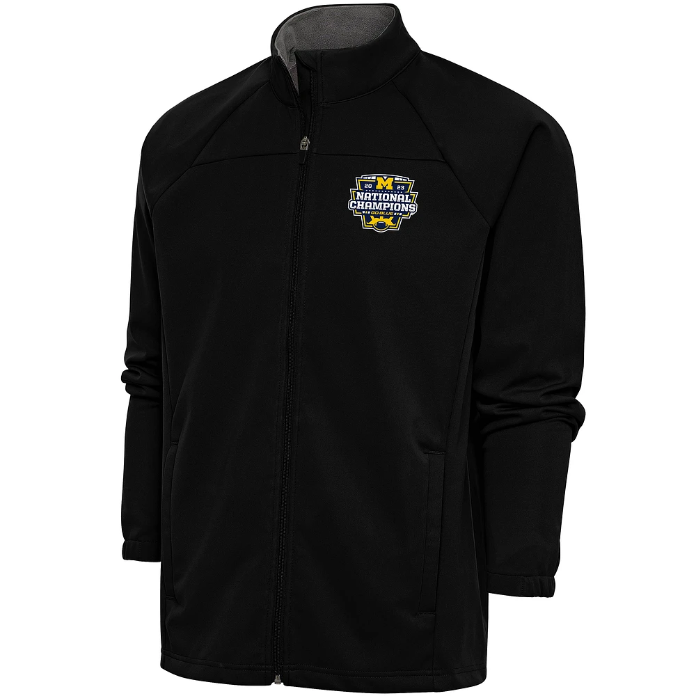 Men's Antigua Black Michigan Wolverines College Football Playoff 2023 National Champions Links Full-Zip Golf Jacket