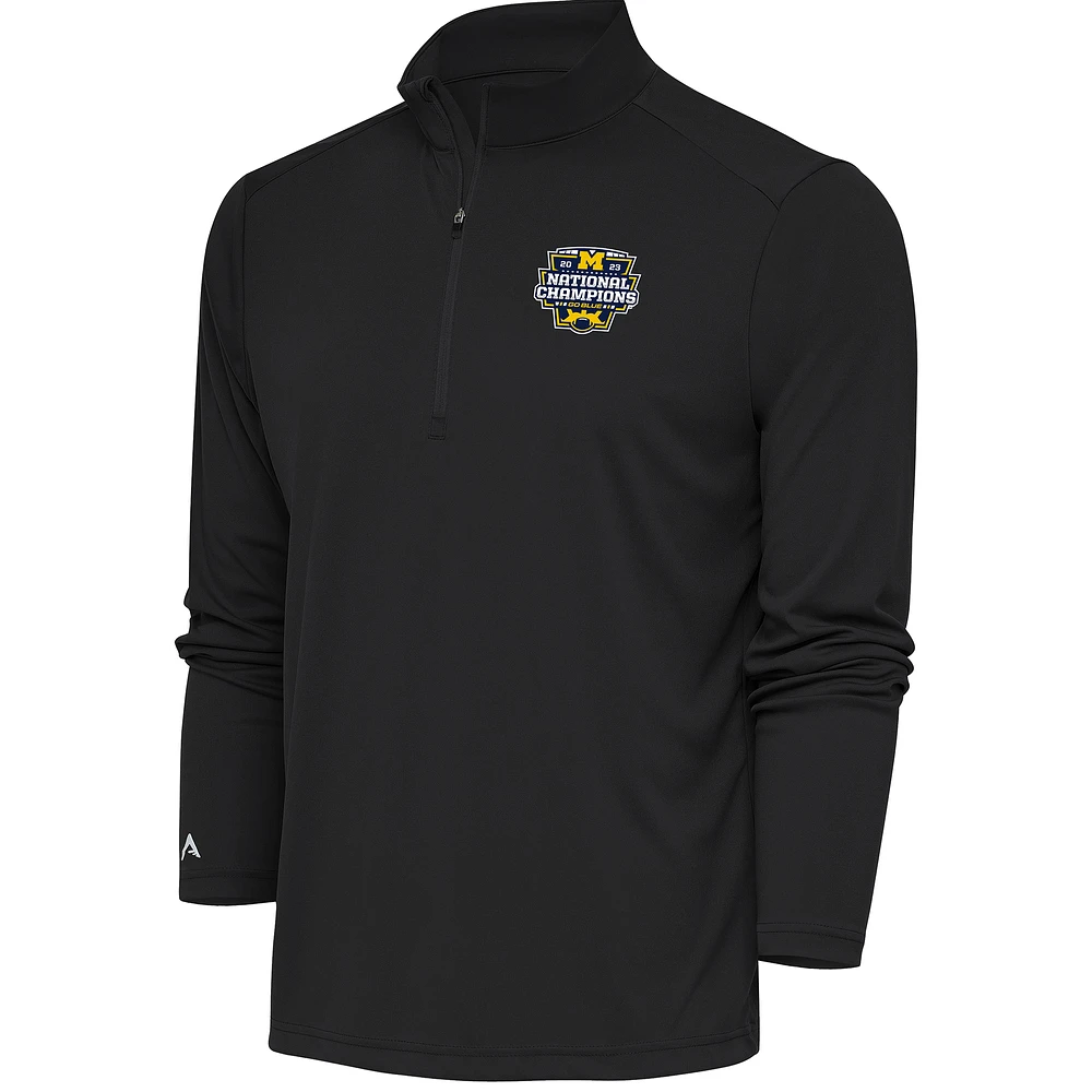 Men's Antigua Gray Michigan Wolverines College Football Playoff 2023 National Champions Tribute Quarter-Zip Top