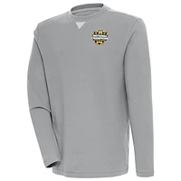 Men's Antigua Gray Michigan Wolverines College Football Playoff 2023 National Champions Flier Bunker Pullover Sweatshirt