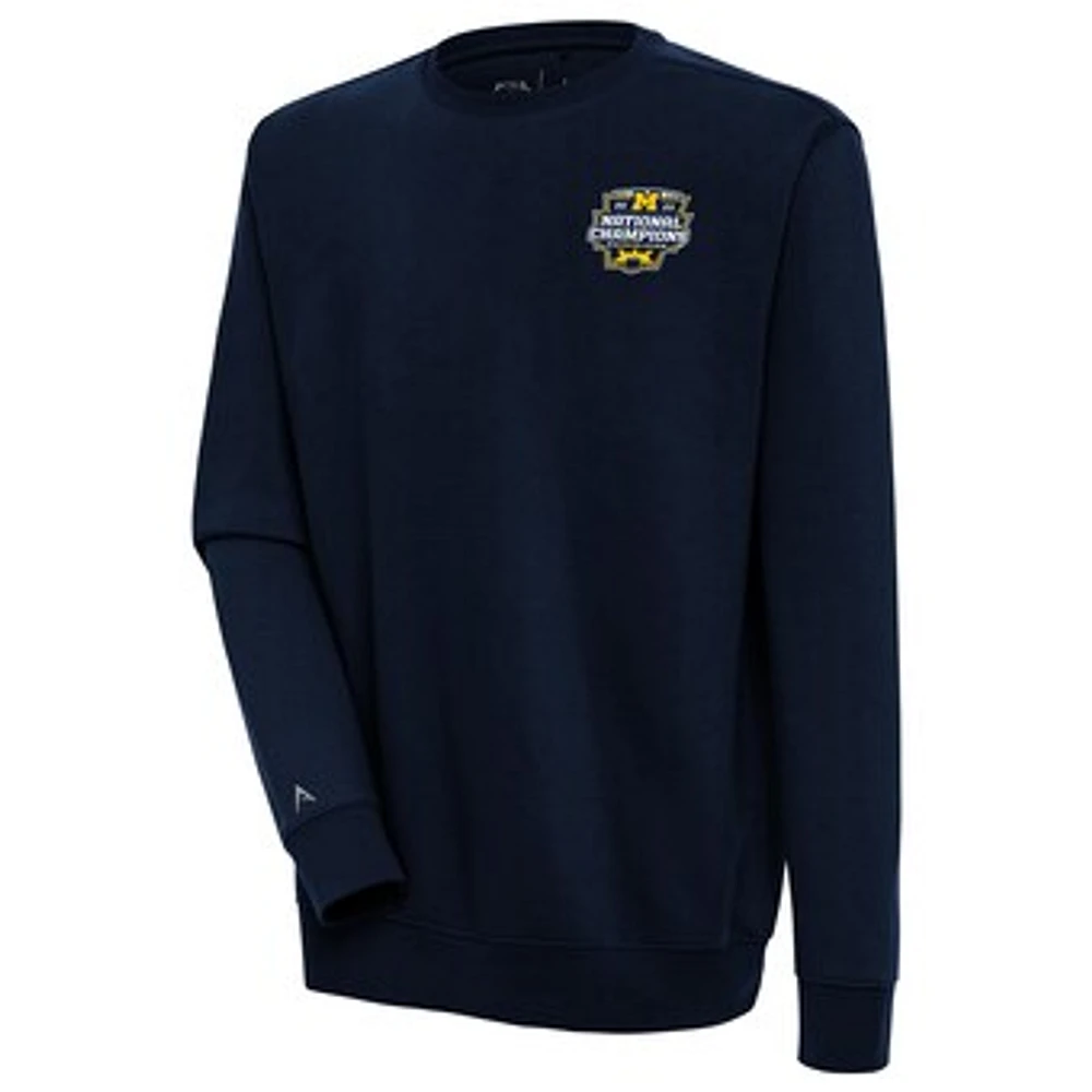 Men's Antigua Navy Michigan Wolverines College Football Playoff 2023 National Champions Victory Pullover Sweatshirt