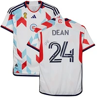 Jonathan Dean Chicago Fire Autographed Fanatics Authentic Match-Used #24 White Jersey from the 2023 MLS Season