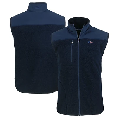 Men's Cutter & Buck Navy Denver Broncos  Americana Cascade Eco Sherpa Fleece Full-Zip Vest