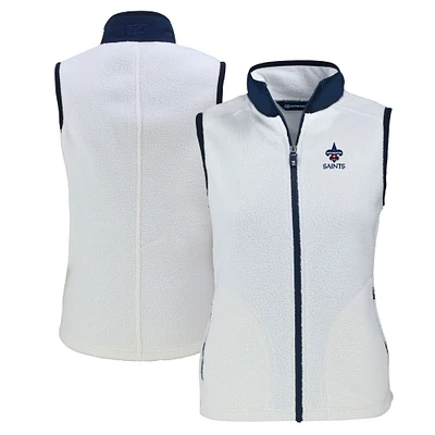 Women's  Cutter & Buck  Oatmeal New Orleans Saints  Americana Cascade Eco Sherpa Fleece Full-Zip Vest