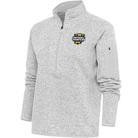 Women's Antigua Heather Michigan Wolverines College Football Playoff 2023 National Champions Fortune Half-Zip Sweater