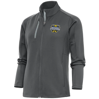 Women's Antigua Pewter Michigan Wolverines College Football Playoff 2023 National Champions Generation Full-Zip Jacket