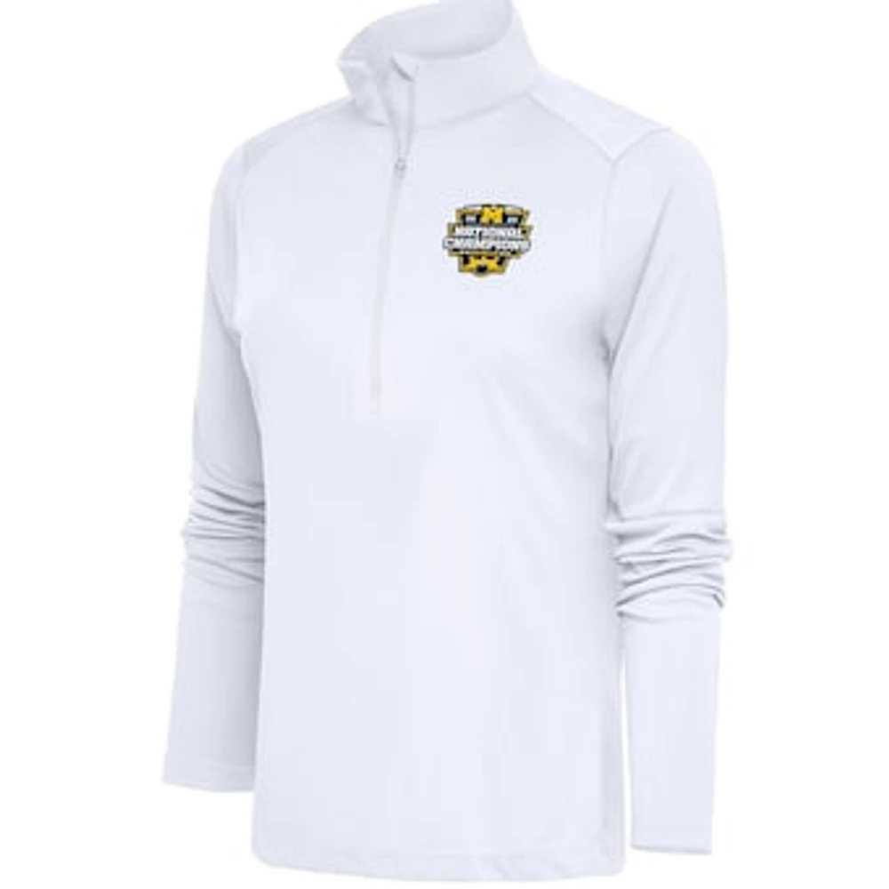 Women's Antigua Michigan Wolverines College Football Playoff 2023 National Champions Tribute Half-Zip Pullover Top