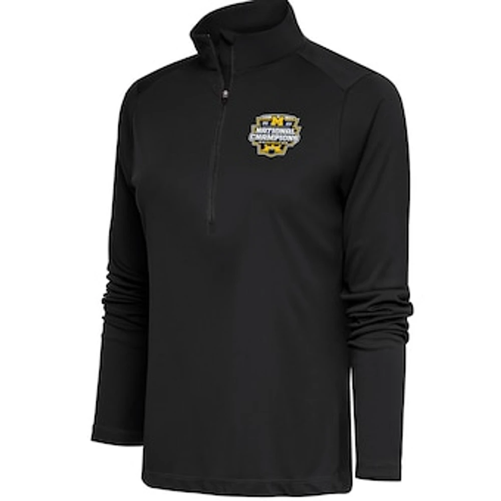 Women's Antigua Michigan Wolverines College Football Playoff 2023 National Champions Tribute Half-Zip Pullover Top