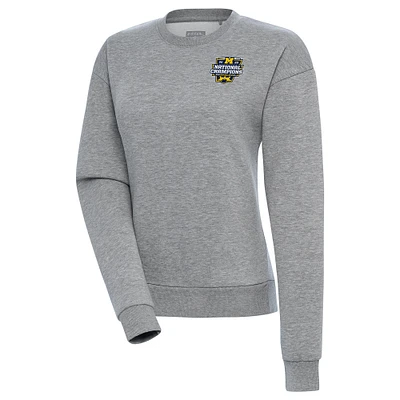 Women's Antigua Heather Gray Michigan Wolverines College Football Playoff 2023 National Champions Victory Pullover Sweatshirt