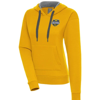 Women's Antigua Maize Michigan Wolverines College Football Playoff 2023 National Champions Victory Pullover Hoodie