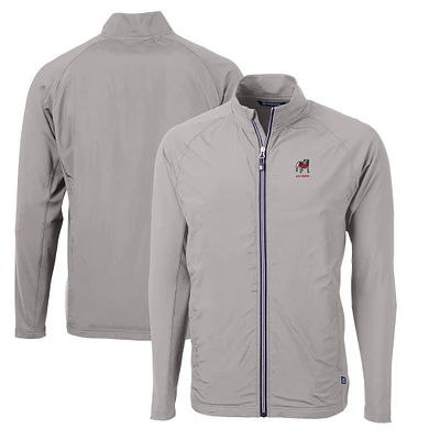 Men's Cutter & Buck  Gray Georgia Bulldogs Alumni Logo Adapt Eco Knit Hybrid Recycled Full-Zip Jacket