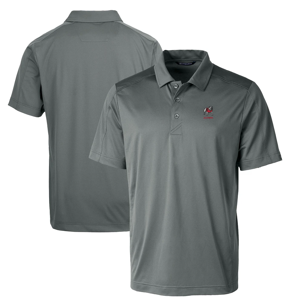 Men's Cutter & Buck Gray Georgia Bulldogs Alumni Logo Prospect DryTec Textured Stretch Polo