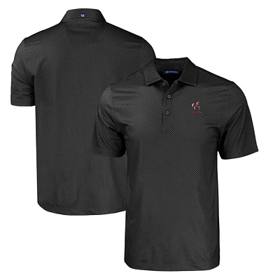 Men's Cutter & Buck Black Georgia Bulldogs Alumni Logo Pike Eco Tonal Geo Print Stretch Recycled Polo