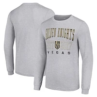 Men's Starter Heather Gray Vegas Golden Knights  Logo Graphic Long Sleeve T-Shirt