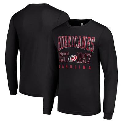 Men's Starter Black Carolina Hurricanes  Logo Graphic Long Sleeve T-Shirt